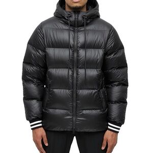 Reigning Champ Goose Down Hooded Jacket-Black and White-Size Medium